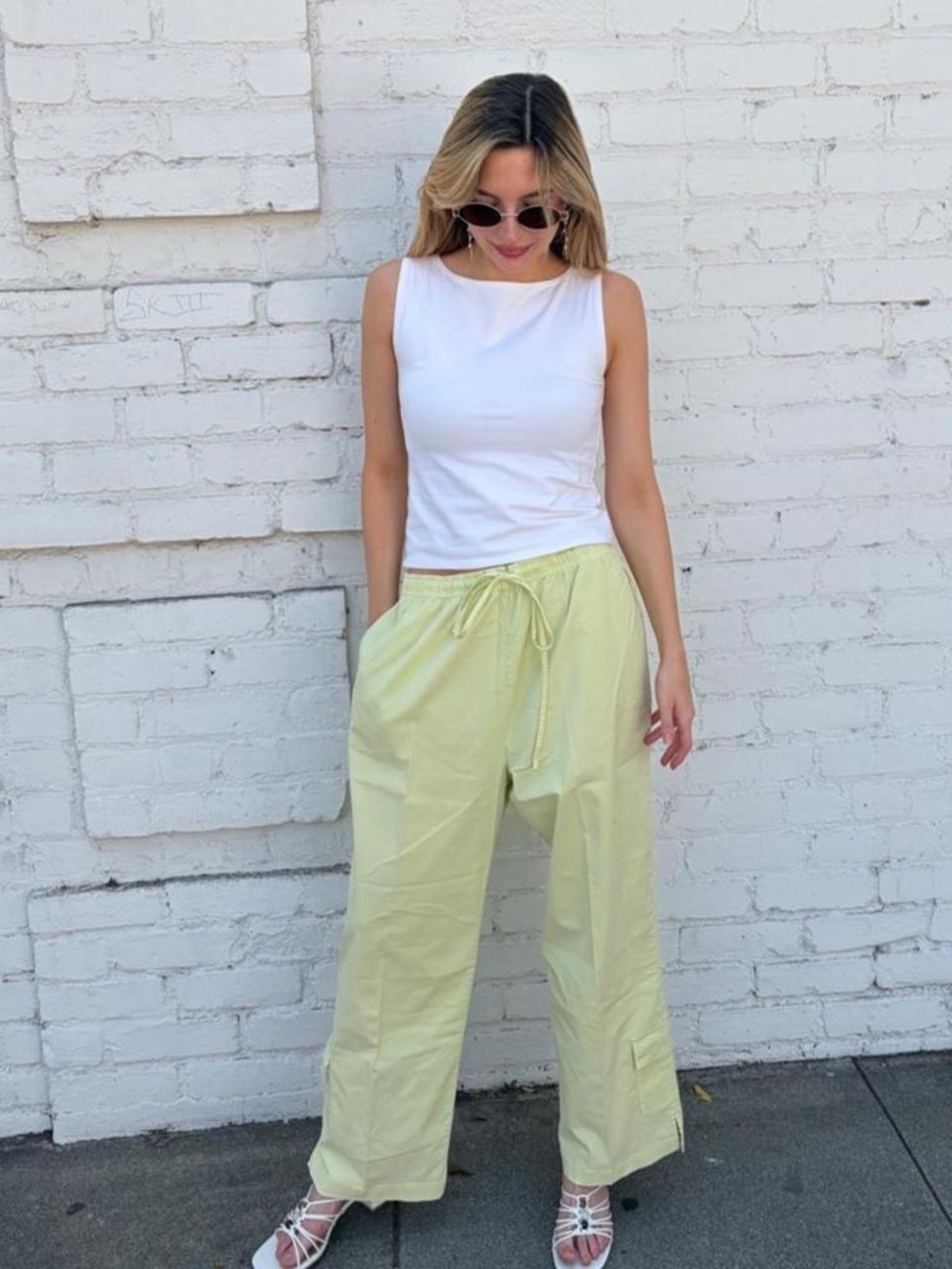 Vtg green wide leg capri cargo pant drawstring waist sz XL #y2k #outdoors #retro